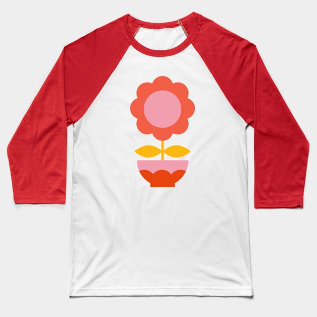 Floss - red, pink, yellow Baseball T-Shirt by LjM